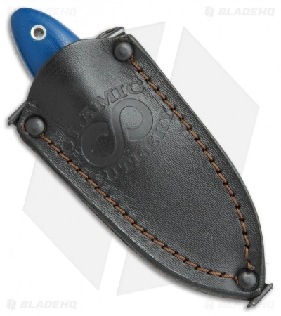 Olamic Cutlery Drop Point Fixed Blade Neck Knife Blue G-10 (2.5" Damascus) 5 Olamic Cutlery Drop Point Fixed Blade Neck Knife Blue G-10 (2.5" Damascus) - Image 3