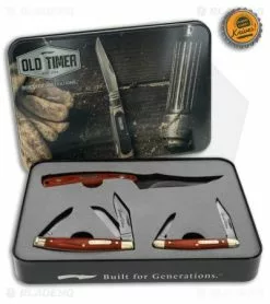 Old Timer 3pc Fixed/Folders W/ Rose Wood Handles (Satin Finish) -Avokelavavat Sales Store Old Timer 3 Piece Fixed Folders Rosewood BHQ 123471 jr bottlecap