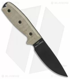 Ontario Knife Company Ontario OKC RAT-3 Fixed Blade Knife Tan Micarta (3.6" Black) 8665 -Avokelavavat Sales Store Ontario RAT 3 black sheath black plain BHQ 75456 er side