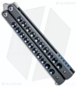 Pena Knives Custom Penasong Butterfly Knife Blue Titanium (4.5" Satin) -Avokelavavat Sales Store Pena Knives Custom Penasong Butterfly Blue Ti Satin BHQ 93609 jr side