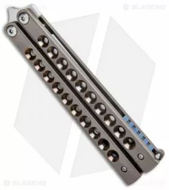 Pena Knives Custom Penasong Butterfly Knife Bronze Titanium (4.5" Satin) -Avokelavavat Sales Store Pena Knives Custom Penasong Butterfly Bronze Ti Satin BHQ 93610 jr side