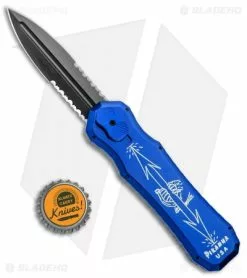 Piranha Excalibur OTF Knife Blue Double Action Automatic (3.2" Black Serr) 9 Piranha Excalibur OTF Knife Blue Double Action Automatic (3.2" Black Serr) -Avokelavavat Sales Store Piranha Blue Exalibur DA OTF Auto Tactical Black Serr BHQ 1232 jr bottlecap