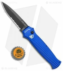 Piranha Bodyguard Automatic Knife Blue Tactical (3.3" Black Serr) -Avokelavavat Sales Store Piranha Bodyguard Auto Blue Tactical Black Serr BHQ 0489 jr bottlecap