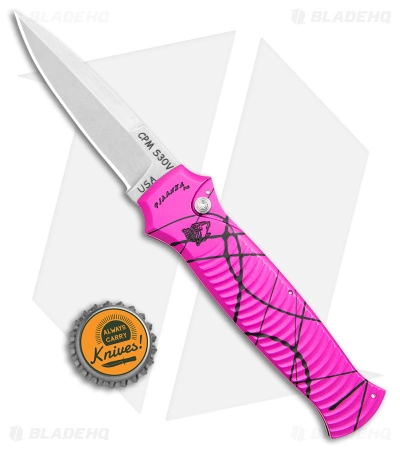 Piranha Bodyguard Automatic Knife Hot Pink (3.3" Stonewash) 6 Piranha Bodyguard Automatic Knife Hot Pink (3.3" Stonewash) - Image 4