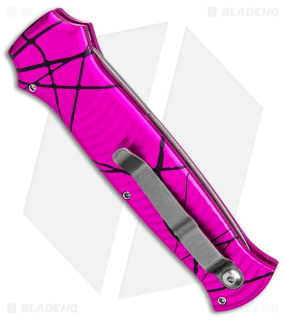Piranha Bodyguard Automatic Knife Pink Aluminum (3.3" Serr Stonewash) 5 Piranha Bodyguard Automatic Knife Pink Aluminum (3.3" Serr Stonewash) - Image 3