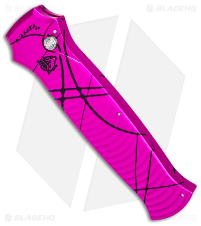 Piranha Bodyguard Automatic Knife Pink Aluminum (3.3" Serr Stonewash) 4 Piranha Bodyguard Automatic Knife Pink Aluminum (3.3" Serr Stonewash) - Image 2