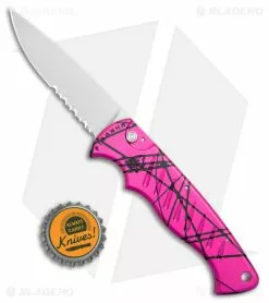Piranha Pocket Knife Automatic Knife Hot Pink (3.2" Mirror Ser) P1-PKS -Avokelavavat Sales Store Piranha Hot Pink Pocket Auto Satin Serr BHQ 3603 jr bottlecap