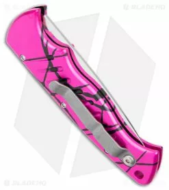 Piranha Pocket Knife Automatic Knife Hot Pink (3.2" Mirror Ser) P1-PKS -Avokelavavat Sales Store Piranha Hot Pink Pocket Auto Satin Serr BHQ 3603 jr side