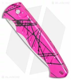 Piranha Pocket Knife Automatic Knife Hot Pink (3.2" Mirror Ser) P1-PKS -Avokelavavat Sales Store Piranha Hot Pink Pocket Auto Satin Serr BHQ 3603 jr spine