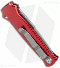 Piranha Mini-Guard Automatic Knife Red (2.9" Stonewash Serr) -Avokelavavat Sales Store Piranha Mini Guard Auto Red SW Serr P 7RS BHQ 2113 jr side