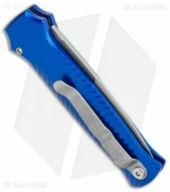 Piranha Mini-Guard Blue Automatic Knife (2.9" Stonewash Plain) -Avokelavavat Sales Store Piranha Mini Guard Blue Auto SW Plain BHQ 0414 jr side