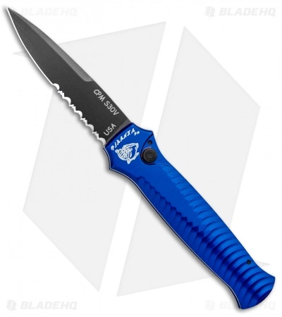 Piranha Mini-Guard Blue Tactical Automatic Knife (2.9" Black Serr) 3 Piranha Mini-Guard Blue Tactical Automatic Knife (2.9" Black Serr)