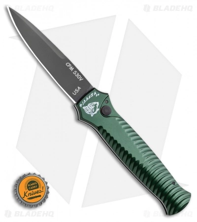 Piranha Mini-Guard Green Tactical Automatic Knife (2.9" Black Plain) 6 Piranha Mini-Guard Green Tactical Automatic Knife (2.9" Black Plain) - Image 4