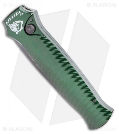 Piranha Mini-Guard Green Tactical Automatic Knife (2.9" Black Plain) 4 Piranha Mini-Guard Green Tactical Automatic Knife (2.9" Black Plain) - Image 2