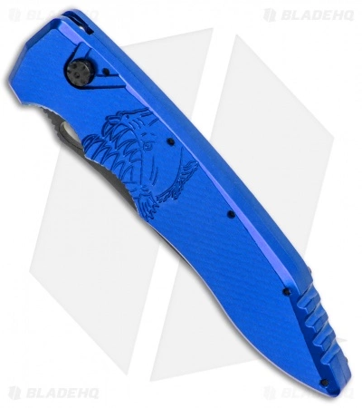 Piranha Mini Predator Blue Tactical Automatic Knife (3.5" Black) 4 Piranha Mini Predator Blue Tactical Automatic Knife (3.5" Black) - Image 2