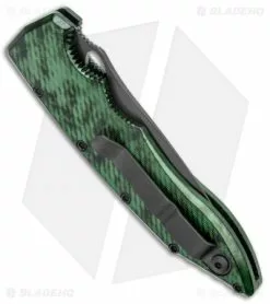 Piranha Mini Predator Green/Black Tactical Automatic Knife (3.5" Black) -Avokelavavat Sales Store Piranha Mini Predator Green Tactical Auto Black BHQ 137762 jr side