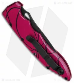 Piranha Mini Predator Tactical Automatic Knife Pink (3.5" Black Serr) -Avokelavavat Sales Store Piranha Mini Predator Pink Tactical Serrated Automatic Knife 3in Black BHQ 142359 td side