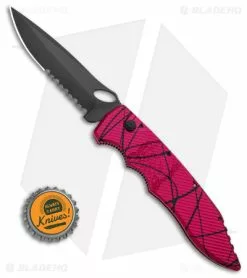 Piranha Mini Predator Tactical Automatic Knife Pink (3.5" Black Serr) -Avokelavavat Sales Store Piranha Mini Predator Pink Tactical Serrated Automatic Knife 3in Black BHQ 142359 td size