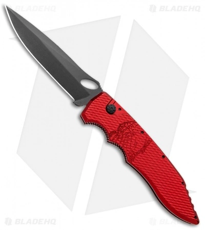 Piranha Mini Predator Red Automatic Knife (3.5" Black Plain) 3 Piranha Mini Predator Red Automatic Knife (3.5" Black Plain)