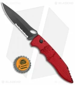Piranha Mini Predator Red Tactical Automatic Knife (3.5" Black Serr) -Avokelavavat Sales Store Piranha Mini Predator Red Tactical Auto Black Serr BHQ 14886 jr bottlecap