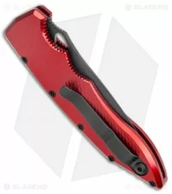 Piranha Mini Predator Red Tactical Automatic Knife (3.5" Black Serr) -Avokelavavat Sales Store Piranha Mini Predator Red Tactical Auto Black Serr BHQ 14886 jr side