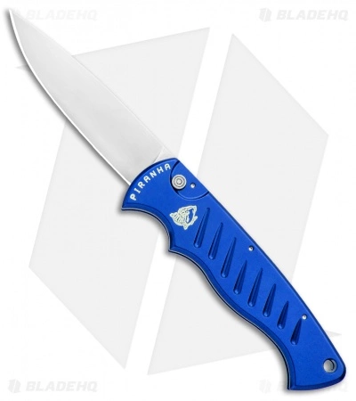 Piranha Blue P-1 Pocket Automatic Knife (3.2" Mirror Plain) 3 Piranha Blue P-1 Pocket Automatic Knife (3.2" Mirror Plain)
