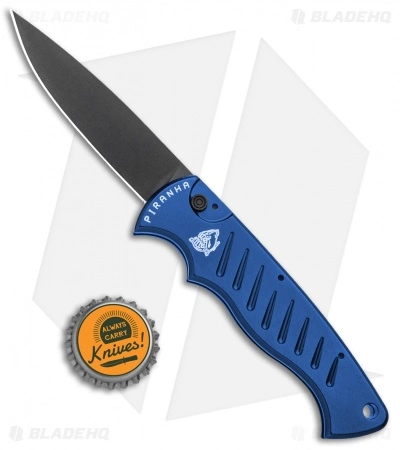 Piranha P-1 Pocket Automatic Knife Blue Tactical (3.2" Black) 6 Piranha P-1 Pocket Automatic Knife Blue Tactical (3.2" Black) - Image 4