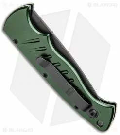 Piranha Tactical Green Pocket Automatic Knife (3.2" Black Plain) -Avokelavavat Sales Store Piranha P 1 Pocket Auto Green Tactical Black BHQ 1101 jr side