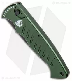 Piranha Tactical Green Pocket Automatic Knife (3.2" Black Plain) -Avokelavavat Sales Store Piranha P 1 Pocket Auto Green Tactical Black BHQ 1101 jr spine
