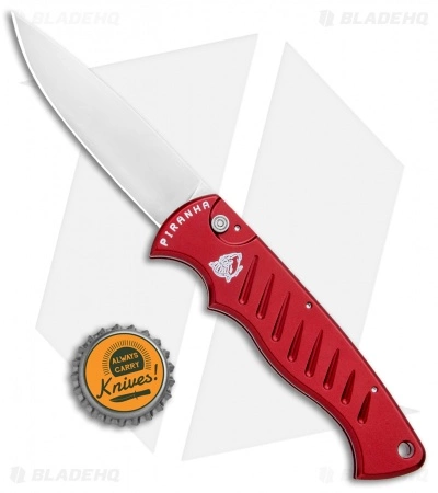 Piranha P-1 Pocket Automatic Knife Red (3.2" Mirror) 6 Piranha P-1 Pocket Automatic Knife Red (3.2" Mirror) - Image 4