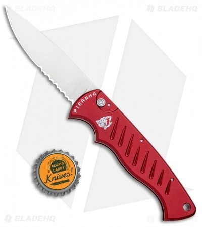 Piranha Red P-1 Pocket Automatic Knife (3.2" Mirror Serr) 6 Piranha Red P-1 Pocket Automatic Knife (3.2" Mirror Serr) - Image 4