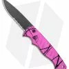 Piranha Pocket Automatic Knife Hot Pink (3.2" Black Serr)