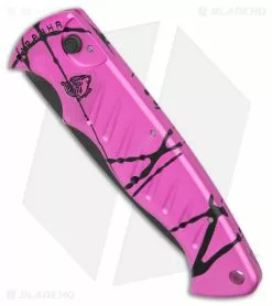 Piranha Pocket Automatic Knife Hot Pink (3.2" Black Serr) -Avokelavavat Sales Store Piranha Pocket Auto Hot Pink Black Serr BHQ 180416 jr spine