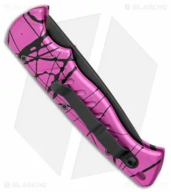 Piranha Pocket Automatic Knife Hot Pink (3.2" Black Serr) -Avokelavavat Sales Store Piranha Pocket Auto Hot Pink Black Serr BHQ 180416 jr sside