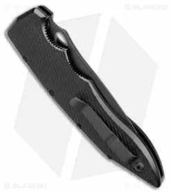 Piranha Predator Automatic Knife Black Tactical (4.1" Black Serr) -Avokelavavat Sales Store Piranha Predator Black Tactical Auto Black Serr BHQ 12720 jr side