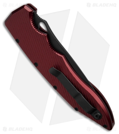 Piranha Predator Red Tactical Automatic Knife (4.1" Black Serr) 5 Piranha Predator Red Tactical Automatic Knife (4.1" Black Serr) - Image 3