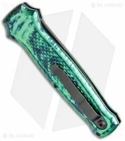 Piranha Prowler Green Tactical Automatic Knife (3.2" Black Serr) -Avokelavavat Sales Store Piranha Prowler Green Tactical Auto Black Serr BHQ 20899 jr side