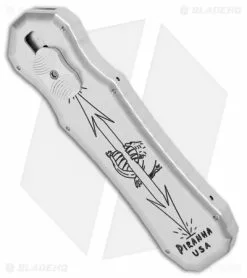 Piranha Silver Excalibur Knife D/A OTF Automatic (3.2" Stone Serr) 7 Piranha Silver Excalibur Knife D/A OTF Automatic (3.2" Stone Serr) -Avokelavavat Sales Store Piranha Silver Excalibur DA Auto SW Serr BHQ 1902 jr spine