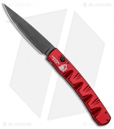 Piranha Virus Automatic Knife Red Tactical (3.25" Black) 3 Piranha Virus Automatic Knife Red Tactical (3.25" Black)