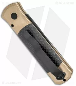 Pro-Tech Godson Automatic Knife Bronze Aluminum/Carbon Fiber (3.15" Black) 7115 -Avokelavavat Sales Store Pro Tech Godson Auto Bronze Aluminum CF Black BHQ 147062 jr side