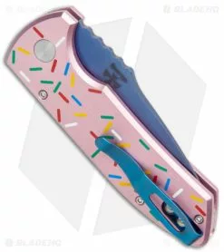 Pro-Tech Les George SBR Dessert Warrior Auto Knife Pink Sprinkle (2.6" Sapphire) -Avokelavavat Sales Store Pro Tech Les George SBR Dessert Warrior Auto Sprinkles Sapphire BHQ 176179 jr side