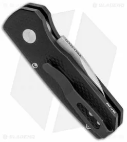 Pro-Tech Runt 5 Wharncliffe Automatic Textured Black Aluminum (1.9" Mirror) -Avokelavavat Sales Store Pro Tech Runt 5 Auto Textured Black Aluminum Wharncliffe Polished BHQ 131664 jr side