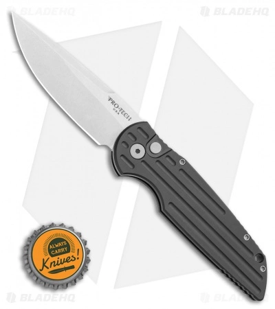 Pro-Tech Tactical Response TR-3 Knife Black Aluminum W/ Grooves (3.5" Stonewash) 6 Pro-Tech Tactical Response TR-3 Knife Black Aluminum W/ Grooves (3.5" Stonewash) - Image 4