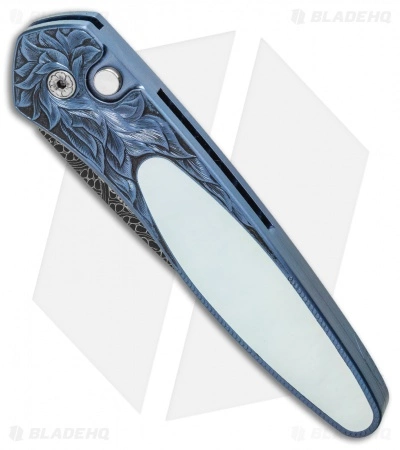 Pro-Tech Ultimate Custom Newport Knife MOP/Andrew Adams Engraving (3" Damascus) 4 Pro-Tech Ultimate Custom Newport Knife MOP/Andrew Adams Engraving (3" Damascus) - Image 2