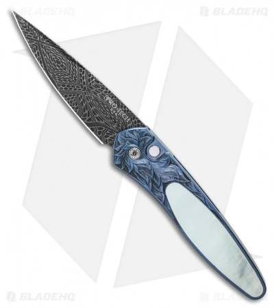 Pro-Tech Ultimate Custom Newport Knife MOP/Andrew Adams Engraving (3" Damascus) 3 Pro-Tech Ultimate Custom Newport Knife MOP/Andrew Adams Engraving (3" Damascus)