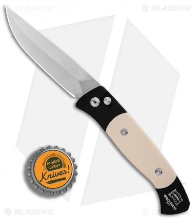 Pro-Tech Brend 2 Small Tuxedo Automatic Knife Ivory Micarta (2.9" Satin) 1251 6 Pro-Tech Brend 2 Small Tuxedo Automatic Knife Ivory Micarta (2.9" Satin) 1251 - Image 4