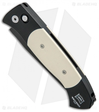 Pro-Tech Brend 3 Medium Tuxedo Automatic Knife Ivory Micarta (3.75" Black) 1352 4 Pro-Tech Brend 3 Medium Tuxedo Automatic Knife Ivory Micarta (3.75" Black) 1352 - Image 2