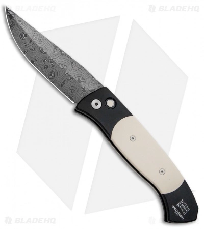 Pro-Tech Brend 3 Medium Tuxedo Custom Automatic Knife Micarta (3.75" Damascus) 3 Pro-Tech Brend 3 Medium Tuxedo Custom Automatic Knife Micarta (3.75" Damascus)