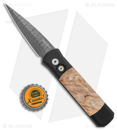 Pro-Tech Custom Godson Automatic Knife Maple Burl (3.15" Ladder Damascus) 6 Pro-Tech Custom Godson Automatic Knife Maple Burl (3.15" Ladder Damascus) - Image 4