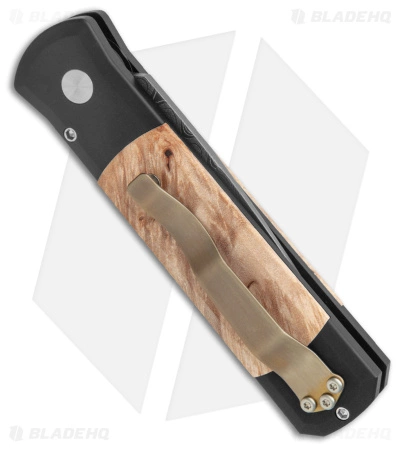 Pro-Tech Custom Godson Automatic Knife Maple Burl (3.15" Ladder Damascus) 5 Pro-Tech Custom Godson Automatic Knife Maple Burl (3.15" Ladder Damascus) - Image 3